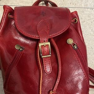 Red leather mini backpack